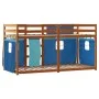 Bunk bed with curtains solid blue pine wood 75x190 cm by vidaXL, Beds and slatted bases - Ref: Foro24-3283926, Price: 181,21 ...