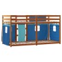 Litera con cortinas madera maciza de pino azul 75x190 cm