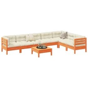 Set de sofás jardín 8 pzas con cojines madera pino marrón cera by vidaXL, Garden sets - Ref: Foro24-3299482, Price: 661,56 €,...