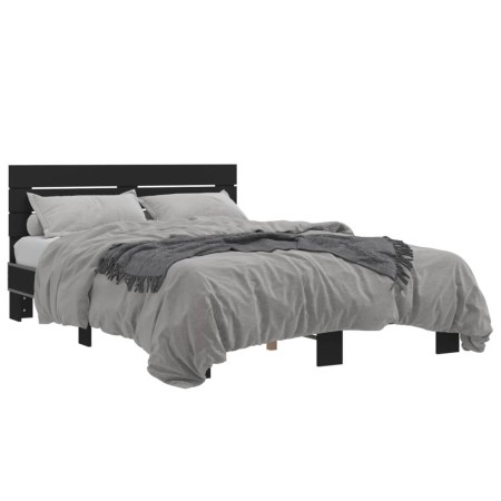 Estructura de cama madera de ingeniería y metal negro 120x200cm de vidaXL, Camas y somieres - Ref: Foro24-3280152, Precio: 14...