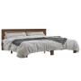 Oak brown metal engineered wood bed frame 200x200 cm by vidaXL, Beds and slatted bases - Ref: Foro24-3280131, Price: 163,17 €...