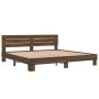 Estructura cama madera ingeniería metal marrón roble 200x200 cm de vidaXL, Camas y somieres - Ref: Foro24-3280131, Precio: 16...