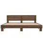 Estructura cama madera ingeniería metal marrón roble 200x200 cm de vidaXL, Camas y somieres - Ref: Foro24-3280131, Precio: 16...