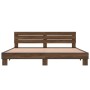 Oak brown metal engineered wood bed frame 200x200 cm by vidaXL, Beds and slatted bases - Ref: Foro24-3280131, Price: 163,17 €...