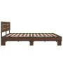 Estructura cama madera ingeniería metal marrón roble 200x200 cm de vidaXL, Camas y somieres - Ref: Foro24-3280131, Precio: 16...