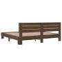 Estructura cama madera ingeniería metal marrón roble 200x200 cm de vidaXL, Camas y somieres - Ref: Foro24-3280131, Precio: 16...