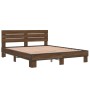 Estructura cama madera ingeniería metal marrón roble 150x200 cm