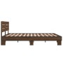 Estructura cama madera ingeniería metal marrón roble 150x200 cm