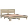 Sonoma oak metal engineered wood bed frame 160x200 cm by vidaXL, Beds and slatted bases - Ref: Foro24-3280138, Price: 147,67 ...
