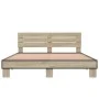 Estructura cama madera ingeniería metal roble Sonoma 160x200 cm de vidaXL, Camas y somieres - Ref: Foro24-3280138, Precio: 14...