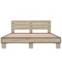 Estructura cama madera ingeniería metal roble Sonoma 160x200 cm