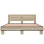 Sonoma oak metal engineered wood bed frame 160x200 cm by vidaXL, Beds and slatted bases - Ref: Foro24-3280138, Price: 147,67 ...