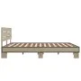 Estructura cama madera ingeniería metal roble Sonoma 160x200 cm de vidaXL, Camas y somieres - Ref: Foro24-3280138, Precio: 14...