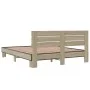 Estructura cama madera ingeniería metal roble Sonoma 160x200 cm de vidaXL, Camas y somieres - Ref: Foro24-3280138, Precio: 14...