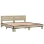 Estructura cama madera ingeniería metal roble Sonoma 180x200 cm de vidaXL, Camas y somieres - Ref: Foro24-3280133, Precio: 15...