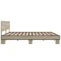 Estructura cama madera ingeniería metal roble Sonoma 180x200 cm de vidaXL, Camas y somieres - Ref: Foro24-3280133, Precio: 15...