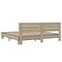 Estructura cama madera ingeniería metal roble Sonoma 180x200 cm