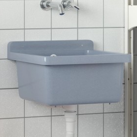 Fregadero lavabo de pared resina gris 40x40x24 cm