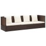Sofá de jardín con cojines ratán sintético marrón de vidaXL, Tumbonas - Ref: Foro24-49392, Precio: 218,54 €, Descuento: %