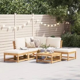 Gartenmöbel-Set 6-teilig mit massiven Akazienholzrahmen und Kissen. von vidaXL, Modulare Sofas für den Außenbereich - Ref: Fo...