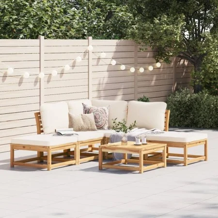 Gartenmöbel-Set 6-teilig mit massiven Akazienholzrahmen und Kissen. von vidaXL, Modulare Sofas für den Außenbereich - Ref: Fo...