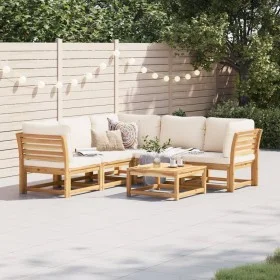 Gartenmöbel-Set 6-teilig mit massiven Akazienholzrahmen und Kissen. von vidaXL, Modulare Sofas für den Außenbereich - Ref: Fo...