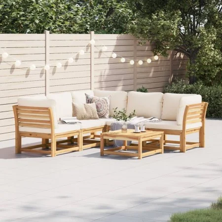 Gartenmöbel-Set 6-teilig mit massiven Akazienholzrahmen und Kissen. von vidaXL, Modulare Sofas für den Außenbereich - Ref: Fo...