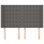 Cabecero con orejas cuero sintético gris 147x16x118/128cm