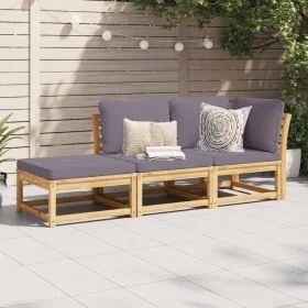3-teiliges Gartenmöbel-Set mit Akazienholz und Kissen. von vidaXL, Modulare Sofas für den Außenbereich - Ref: Foro24-3214327,...