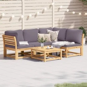 Gartenmöbel-Set 5-teilig mit massiven Akazienholzrahmen und Kissen von vidaXL, Modulare Sofas für den Außenbereich - Ref: For...