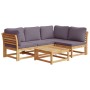 Juego de muebles jardín 5 pzas con cojines madera maciza acacia by vidaXL, Modular outdoor sofas - Ref: Foro24-3214325, Price...