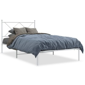 Bettgestell aus Metall mit weißem Kopfteil 100x190 cm von vidaXL, Betten und Lattenroste - Ref: Foro24-376545, Preis: 65,72 €...