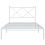 Bettgestell aus Metall mit weißem Kopfteil 100x190 cm von vidaXL, Betten und Lattenroste - Ref: Foro24-376545, Preis: 65,72 €...