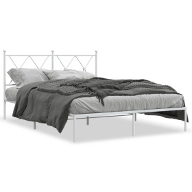 Metal bed frame with white headboard 140x190 cm by vidaXL, Beds and slatted bases - Ref: Foro24-376551, Price: 92,95 €, Disco...