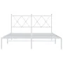 Metal bed frame with white headboard 140x190 cm by vidaXL, Beds and slatted bases - Ref: Foro24-376551, Price: 91,72 €, Disco...