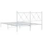 Metal bed frame with white headboard 140x190 cm by vidaXL, Beds and slatted bases - Ref: Foro24-376551, Price: 91,72 €, Disco...