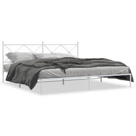 Bettgestell aus weißem Metall mit Kopfteil 200x200 cm von vidaXL, Betten und Lattenroste - Ref: Foro24-376558, Preis: 127,12 ...