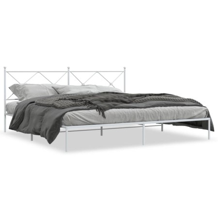 Bettgestell aus weißem Metall mit Kopfteil 200x200 cm von vidaXL, Betten und Lattenroste - Ref: Foro24-376558, Preis: 127,12 ...