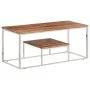 Edelstahl- und massiver Akazienholz-Couchtisch in Silberfarben von vidaXL, Couchtisch - Ref: Foro24-350023, Preis: 95,23 €, R...