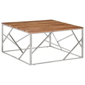 Mesa de centro acero inoxidable y madera maciza acacia plateado de vidaXL, Mesas de centro - Ref: Foro24-349959, Precio: 127,...