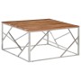 Mesa de centro acero inoxidable y madera maciza acacia plateado by vidaXL, Coffee table - Ref: Foro24-349959, Price: 128,90 €...