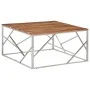 Mesa de centro acero inoxidable y madera maciza acacia plateado de vidaXL, Mesas de centro - Ref: Foro24-349959, Precio: 127,...