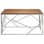 Mesa de centro acero inoxidable y madera maciza acacia plateado de vidaXL, Mesas de centro - Ref: Foro24-349959, Precio: 127,...