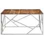 Mesa de centro acero inoxidable y madera maciza acacia plateado de vidaXL, Mesas de centro - Ref: Foro24-349959, Precio: 127,...