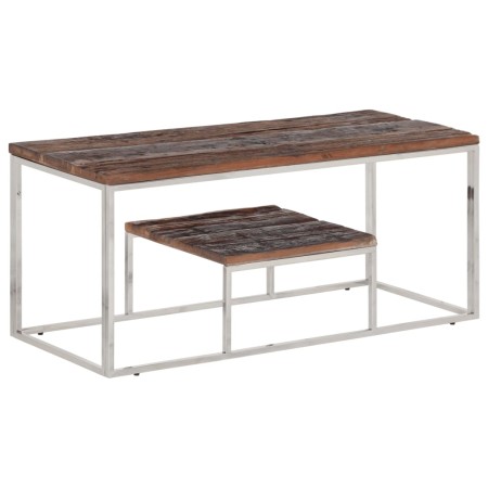 Mesa de centro acero inoxidable madera maciza traviesa plateado de vidaXL, Mesas de centro - Ref: Foro24-350021, Precio: 99,3...