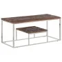 Mesa de centro acero inoxidable madera maciza traviesa plateado by vidaXL, Coffee table - Ref: Foro24-350021, Price: 98,53 €,...