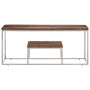 Mesa de centro acero inoxidable madera maciza traviesa plateado de vidaXL, Mesas de centro - Ref: Foro24-350021, Precio: 99,3...