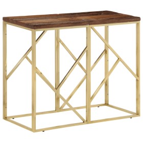 Mesa consola acero inoxidable madera maciza traviesa dorado by vidaXL, Side tables - Ref: Foro24-349990, Price: 103,08 €, Dis...