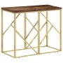 Edelstahl-Konsolentisch mit massiver Holzplatte und goldenem Querbalken. von vidaXL, Seitentische - Ref: Foro24-349990, Preis...