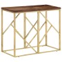 Mesa consola acero inoxidable madera maciza traviesa dorado by vidaXL, Side tables - Ref: Foro24-349990, Price: 103,08 €, Dis...